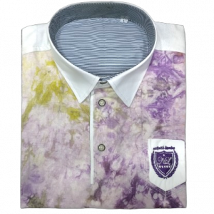 NL Chemise violette blanche jaune teintée 100% coton manche courte