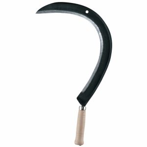 Faucille à broussailles coudée en acier forgé et trempé 5.0 cm manche bois – Agriculture, bricolage, jardinage
