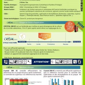 Herbicide liquide sélectif de post-levée CRYSTAL 280 EC 1 litre – Riz