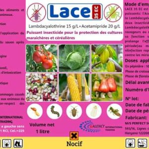 Insecticide liquide LACE 35 EC 1 litre – Cultures maraichères et céréalières, anacarde, cacao