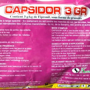 Nématicide granulé CAPSIDOR 3 GR 1 kg – Sol cultures maraichères, riz, maïs, banane, jardin