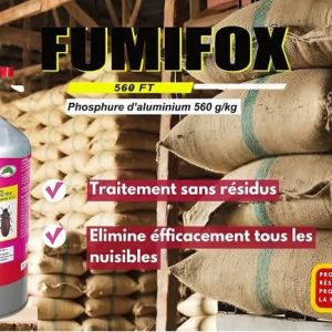 Boite de 500 comprimé-insecticides fumigènes FUMIFOX 560 FT 150 gr – Denrées stockées (cacao, café, riz, maïs, etc.).