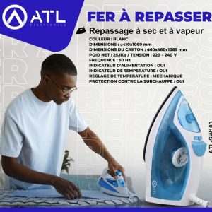 ATL Fer à repasser blanc bleu 200 ml ATL-SW103 1200 W 220 – 240 V 50 Hz 25.1 kg