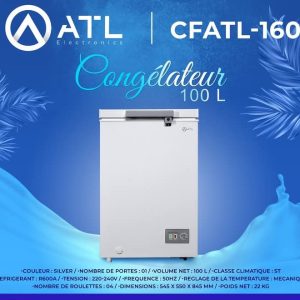 ATL Congélateur 100 litres CFATL-160 CC T R600A Porte 01 220 – 240 V 50 Hz