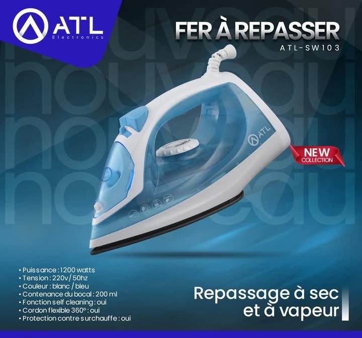 ATL Fer à repasser blanc bleu 200 ml ATL-SW103 1200 W 220 – 240 V 50 Hz 25.1 kg