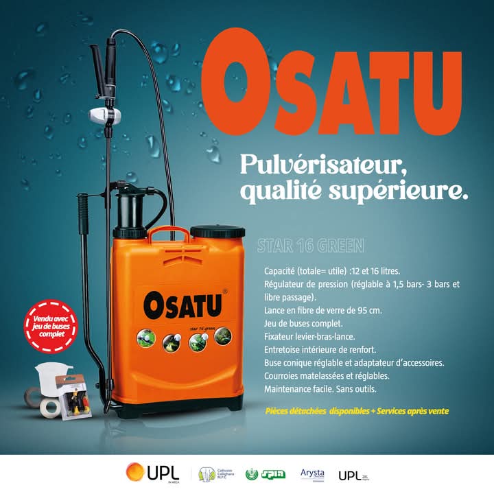 Pulvérisateur manuel à dos OSATU GREEN 16 litres – Agriculture, jardinage, entretien des espaces verts, hygiène publique et domestique