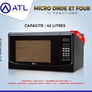 ATL Micro-onde et four noir 42 litres 11 fonctions ATL-MW42WGB 1100 W 220 – 50Hz 17 kg