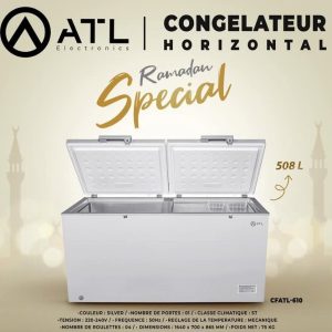 ATL Congélateur horizontal 508 litres CFATL-610 Portes 02 Roulettes 4 220 – 240 V 50 Hz 75 kg