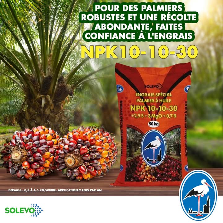 Engrais granulé NPK 10-10-30 50 kg – Spécial Palmier à huile