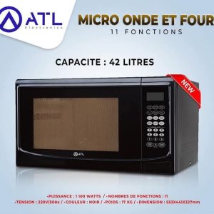 ATL Micro-onde et four noir 42 litres 11 fonctions ATL-MW42WGB 1100 W 220 – 50Hz 17 kg