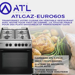 ATL Gazinière 04 feux Inox ATLGAZ-EURO60S