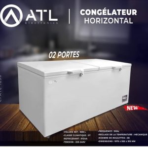 ATL Congélateur horizontal 908 litres CFATL-1250 CC ST R134A Portes 02 Roulettes 08 220 – 240 V 50 Hz