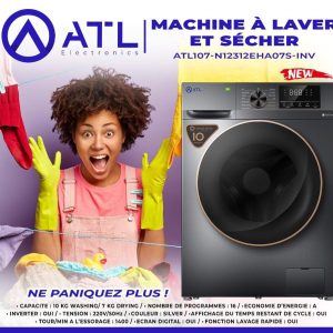 ATL Machine à laver et à sécher 17 kg ATL107-N12312EHA07S-INV A Ecran digital