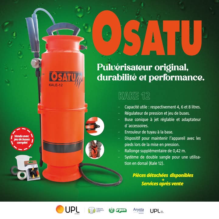 Pulvérisateur manuel à dos OSATU KALE 12 litres – Jardinage, entretien des espaces verts, hygiène domestique