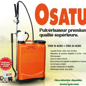 Pulvérisateur manuel à dos OSATU AGRO 20 litres – Agriculture, jardinage, entretien des espaces verts, hygiène publique et domestique