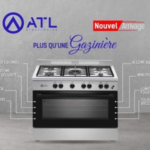 ATL Gazinière 05 feux Inox ATLGAZ-PRO90S 60 X 90 cm