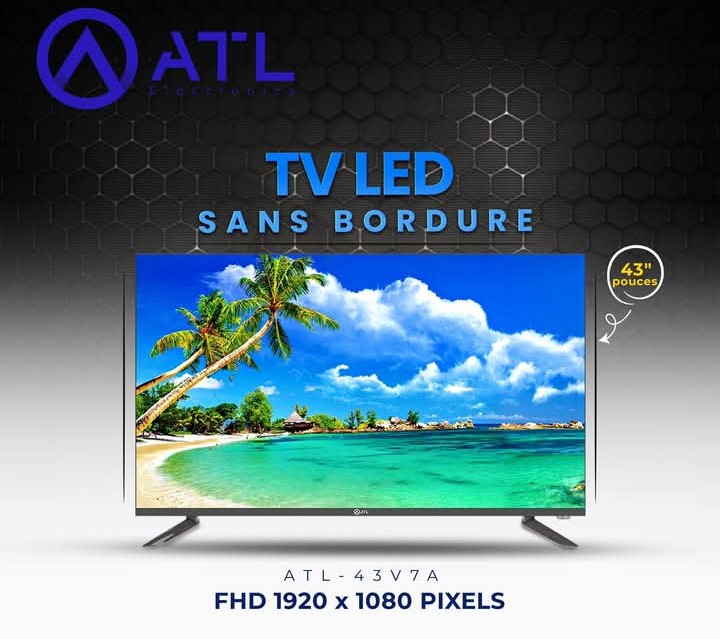 ATL TV LED sans bordure 43 » FDH 1920 x 1080 Pixels ATL-43V7A Décodeur intégré