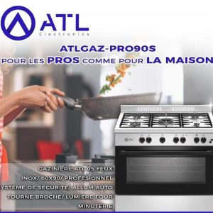 ATL Gazinière 05 feux Inox ATLGAZ-PRO90S 60 X 90 cm