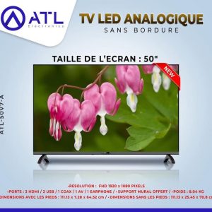 ATL TV LED Analogique sans bordure 50 pouces FHD 1920 x 1080 Pixels ATL-50V7-A 8.04 kg