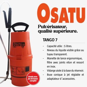 Pulvérisateur manuel à dos OSATU TANGO 5 litres – Jardinage, entretien des espaces verts, hygiène domestique