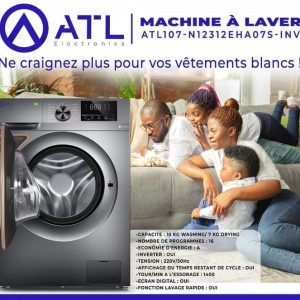 ATL Machine à laver 17 kg ATL107-N12312EHA07S-INV A Ecran digital