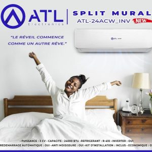 ATL Split mural Ultra 3 CV ATL-24ACW_ULTRA R-410 BTU 24000 Anti moisissure