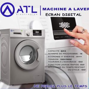 ATL Machine à laver 6 kg ATL70-G12306A03 S A+++ Ecran digital 220 V – 50 Hz