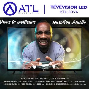 ATL TV LED 50 pouces FHD 1920 X 1080 pixels ATL-50D9 Décodeur intégré