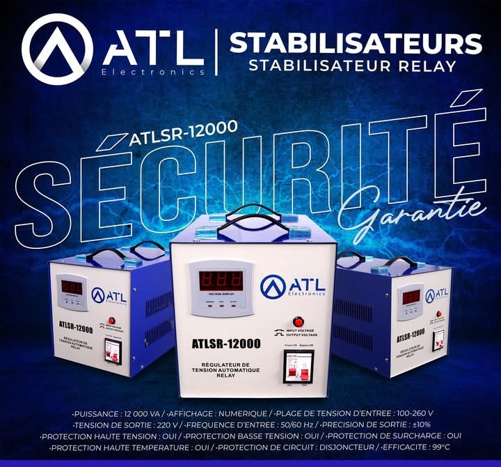 ATL Stabilisateur relay 12000 VA ATLSR-12000 TE 100-260 V TS 220 V FE 50 + 60 Hz