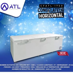 ATL Congélateur horizontal 1288 litres CFATL-1750 Portes 03 Roulettes 08 220 – 240 V 50 Hz