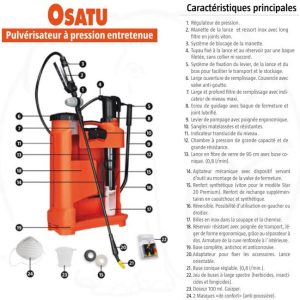 Pulvérisateur manuel à dos OSATU AGRO 16 litres – Agriculture, jardinage, entretien des espaces verts, hygiène publique et domestique