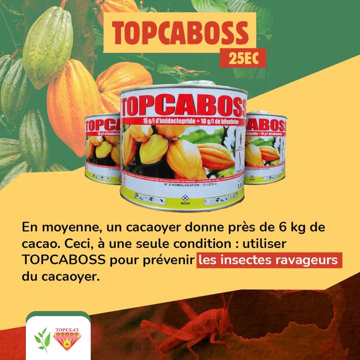 Insecticide liquide TOPCABOSS SUPER 50 EC 1,5 litre – Spécial cacao