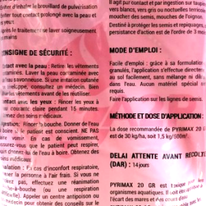 Insecticide granulé PYRIMAX 20 GR 1 kg – Cultures maraichères
