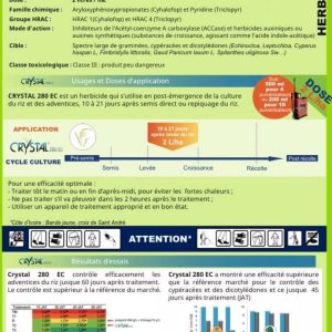 Herbicide liquide sélectif de post-levée CRYSTAL 280 EC 1 litre – Riz