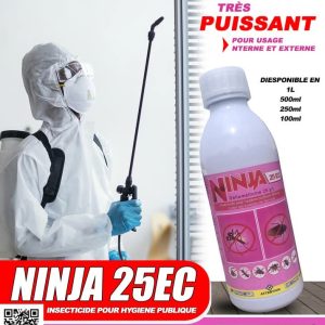 Insecticide liquide NINJA 25 EC 1 litre – Domiciles, bureaux, écoles, hygiène publiques, fermes, entrepôts, chantier
