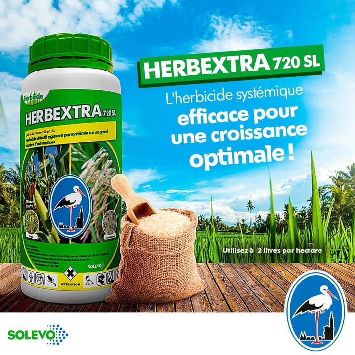 Herbicide liquide sélectif de post-levée HERBEXTRA 720 SL 1 litre – Riz, maïs, canne à sucre