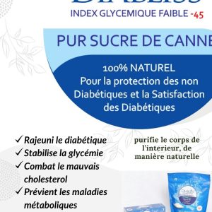 Sucre de canne Bio 100% naturel DIABLISS 500 gr – Anti diabète
