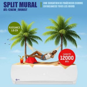 ATL Split mural inverter 1.5 CV ATL-12ACW_EVEREST BTU 12000 Anti-moisissure