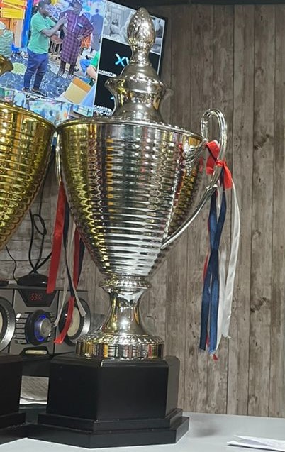Trophée de victoire argenté