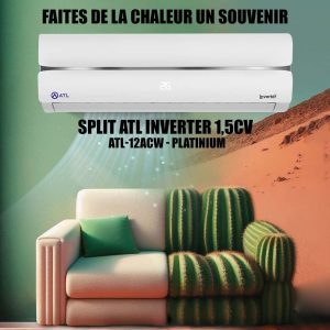 ATL Split mural inverter 1.5 CV ATL-12ACW-PLATINIUM BTU 12000 Anti-moisissure
