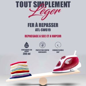 ATL Fer à repasser 200 ml ATL-SW619  blanc rouge 1200W 220V-50Hz