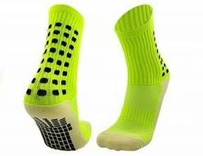 Chaussettes de football antidérapantes jaunes fluor