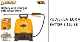 Pulvérisateur à batterie INGCO 16 litres 20V – SB – Agriculture, hygiène publique, jardin