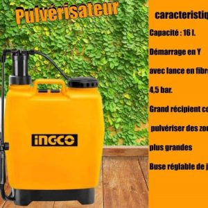 Pulvérisateur manuel à dos INGCO 16 litres (Full TC) – Agriculture, hygiène publique